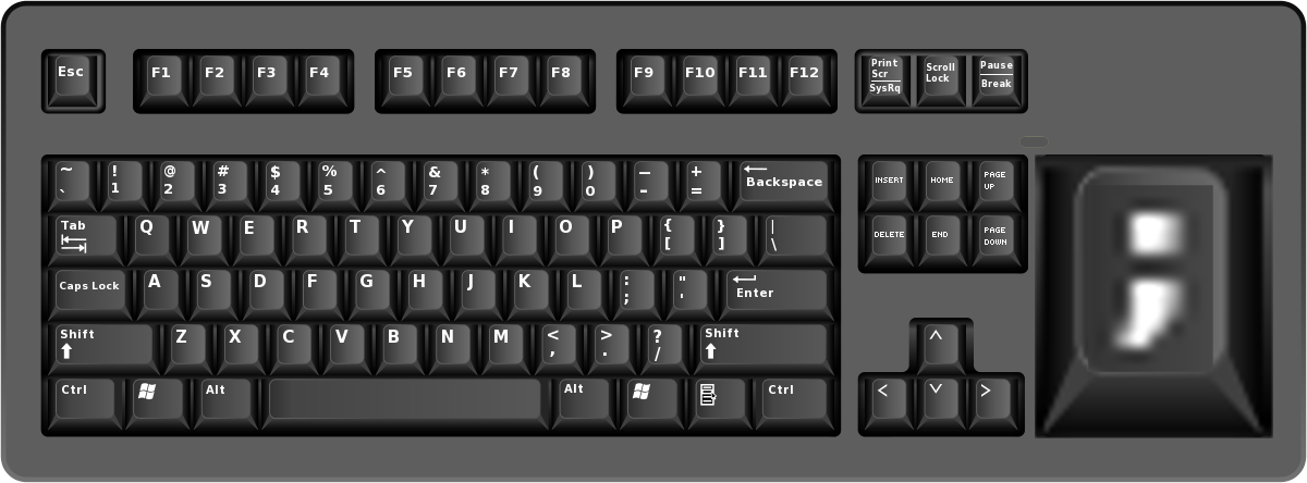 A keyboard with a giant semicolon key