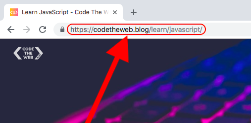 The location of a URL in your browser